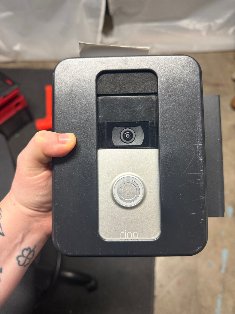Ring Wireless Video Doorbell in Black and Silver